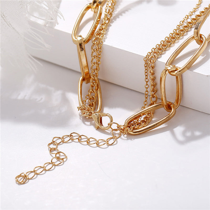 Gold Plated Trending Lock inspired Layered Necklace For Women - MySmartBazaar