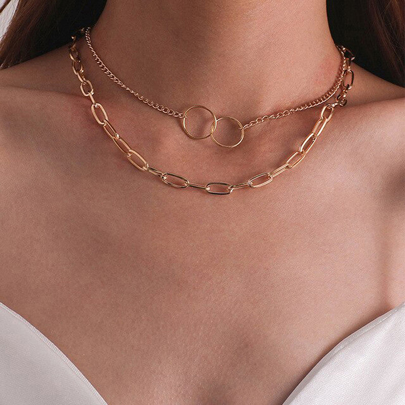 Mesmerizing Cross Ring Lon Chain Gold Plated Necklace For Women - MySmartBazaar