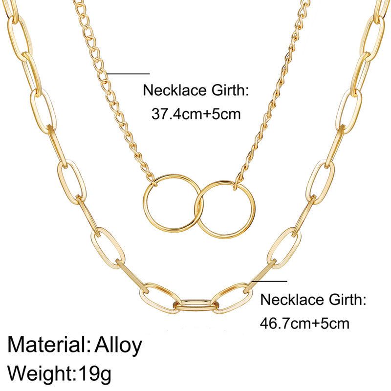 Mesmerizing Cross Ring Lon Chain Gold Plated Necklace For Women - MySmartBazaar