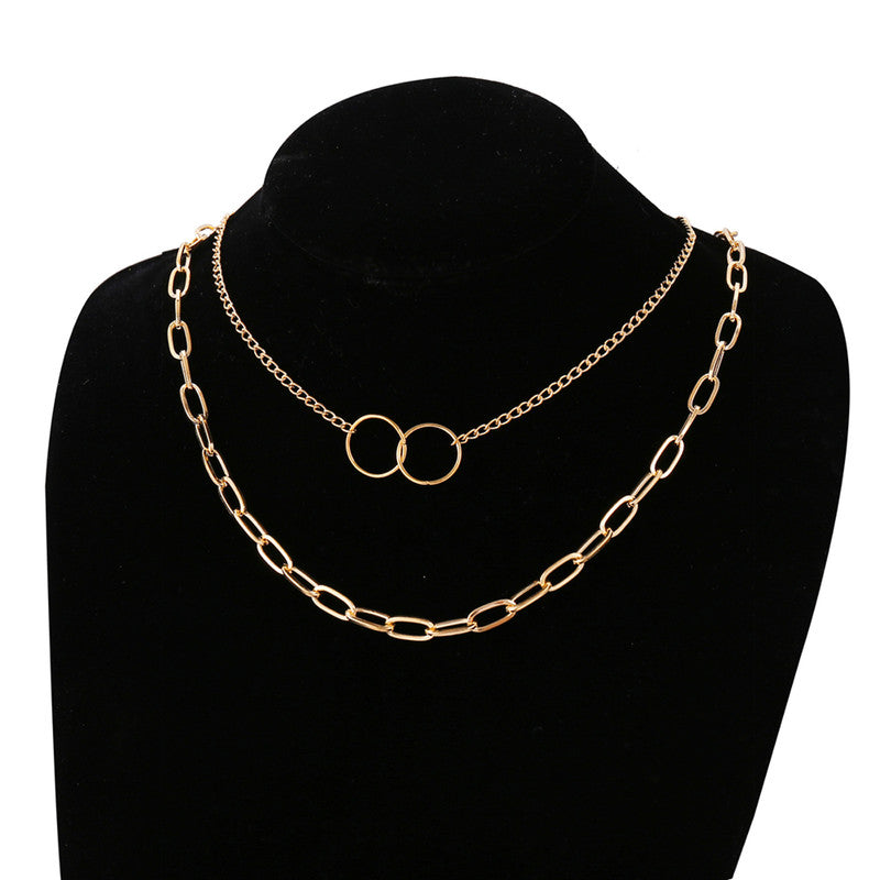 Mesmerizing Cross Ring Lon Chain Gold Plated Necklace For Women - MySmartBazaar