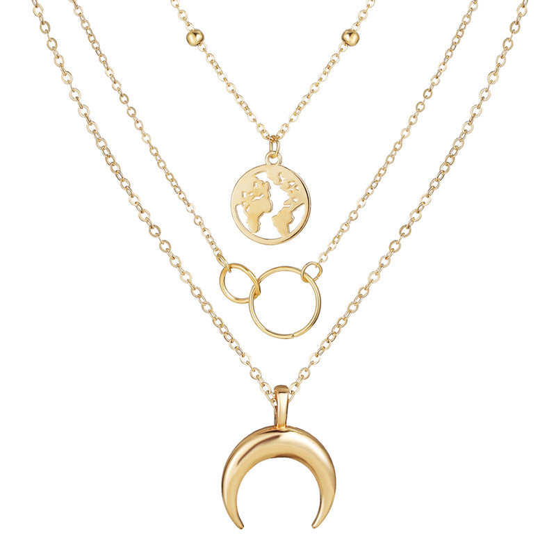 Glitzy Global Cross Ring Design Gold Plated Necklace For Women - MySmartBazaar