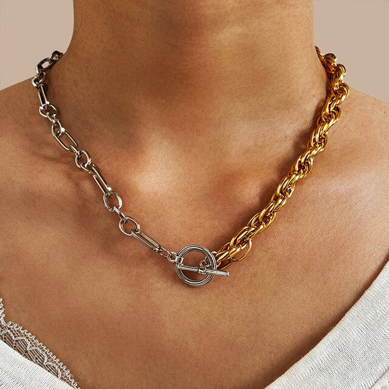 Trendy Dual Plated Multi-coloured Chain Necklace For Women - MySmartBazaar