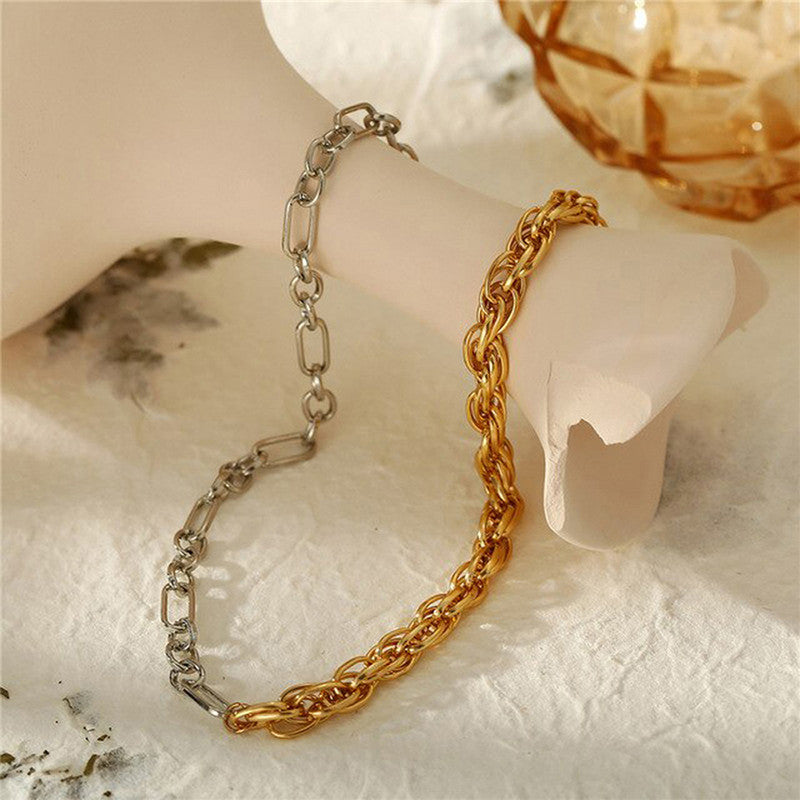 Trendy Dual Plated Multi-coloured Chain Necklace For Women - MySmartBazaar