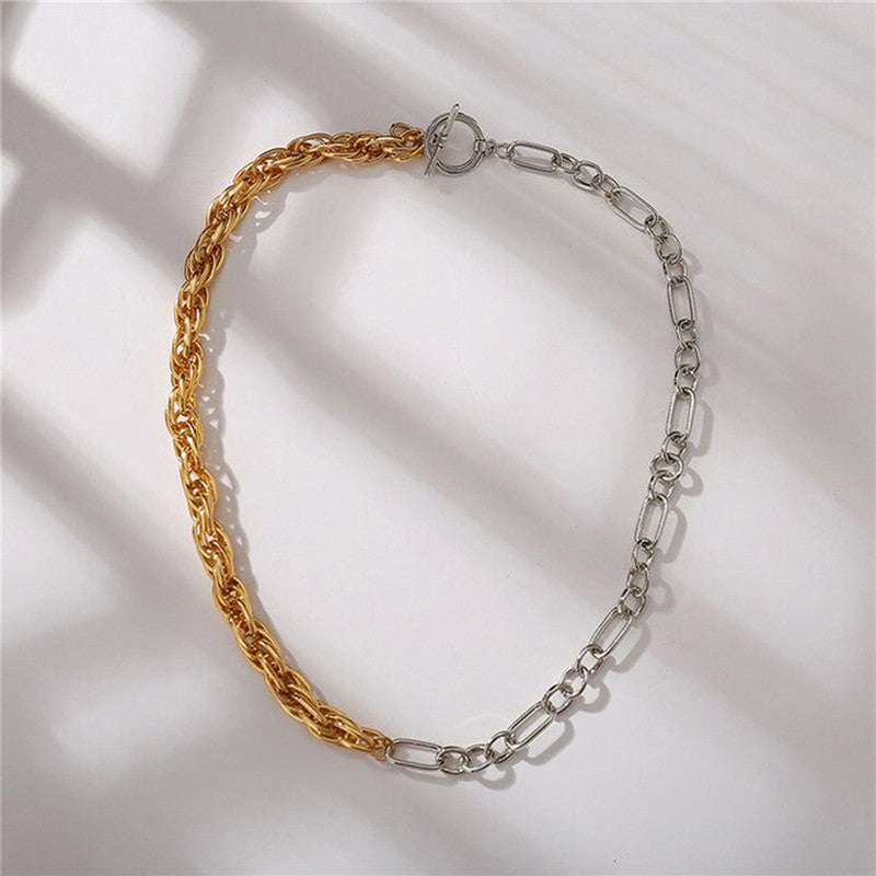 Trendy Dual Plated Multi-coloured Chain Necklace For Women - MySmartBazaar