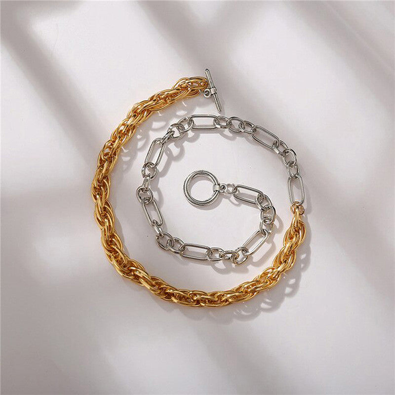 Trendy Dual Plated Multi-coloured Chain Necklace For Women - MySmartBazaar