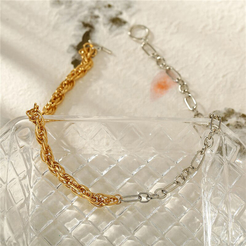 Trendy Dual Plated Multi-coloured Chain Necklace For Women - MySmartBazaar