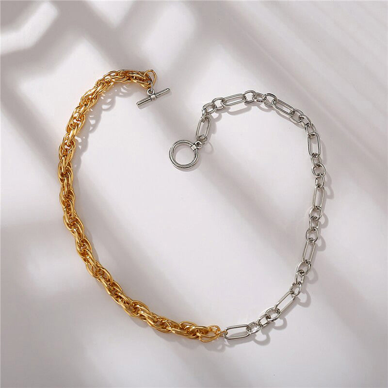 Trendy Dual Plated Multi-coloured Chain Necklace For Women - MySmartBazaar