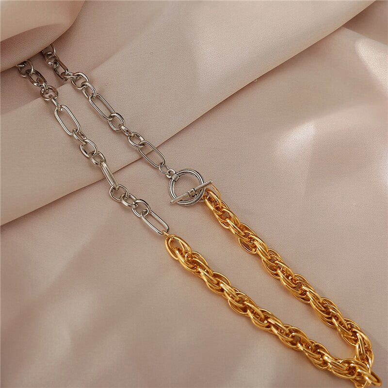 Trendy Dual Plated Multi-coloured Chain Necklace For Women - MySmartBazaar