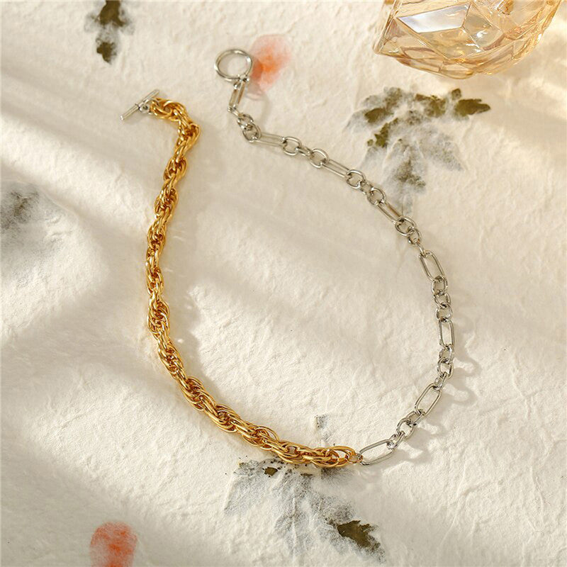 Trendy Dual Plated Multi-coloured Chain Necklace For Women - MySmartBazaar