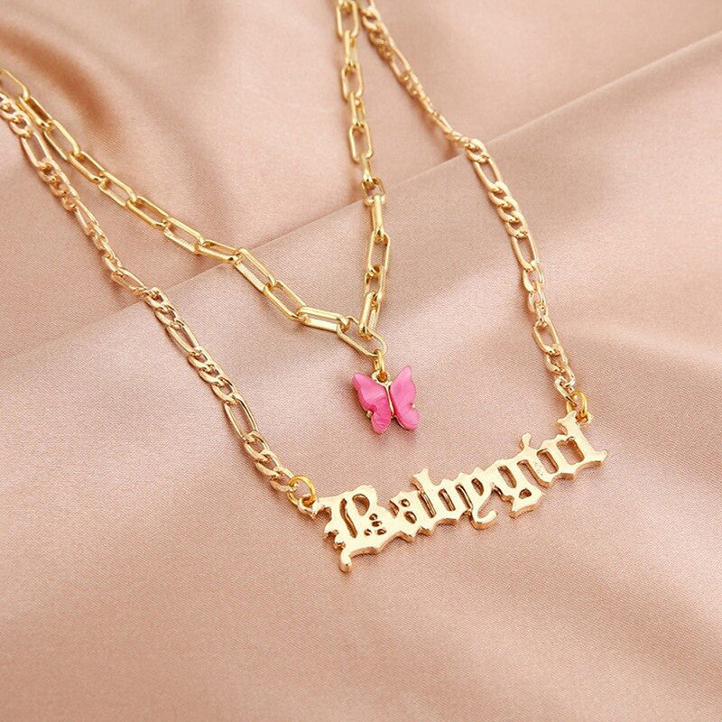 Swanky Butterfly Baby girl Gold Plated Multi Strand Necklace For Women - MySmartBazaar