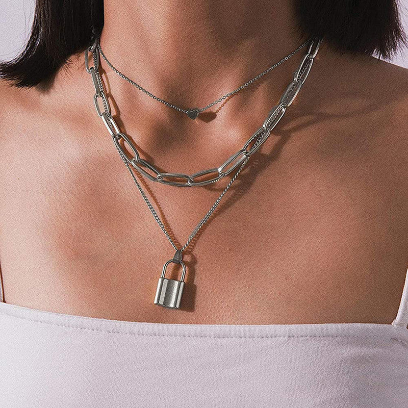 Ravishing Lock Heart Silver Plated Necklace For Women - MySmartBazaar