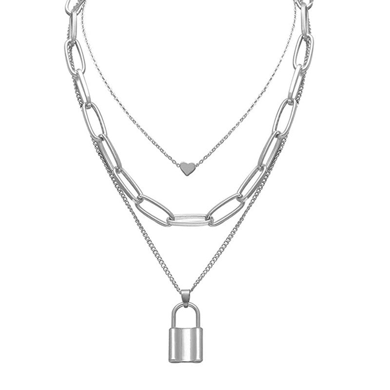 Ravishing Lock Heart Silver Plated Necklace For Women - MySmartBazaar