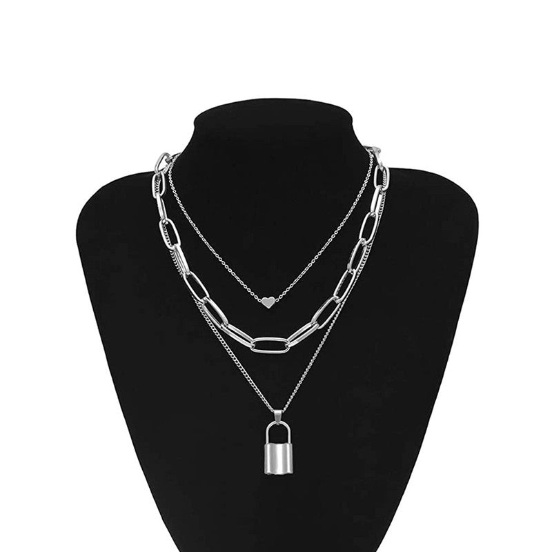 Ravishing Lock Heart Silver Plated Necklace For Women - MySmartBazaar