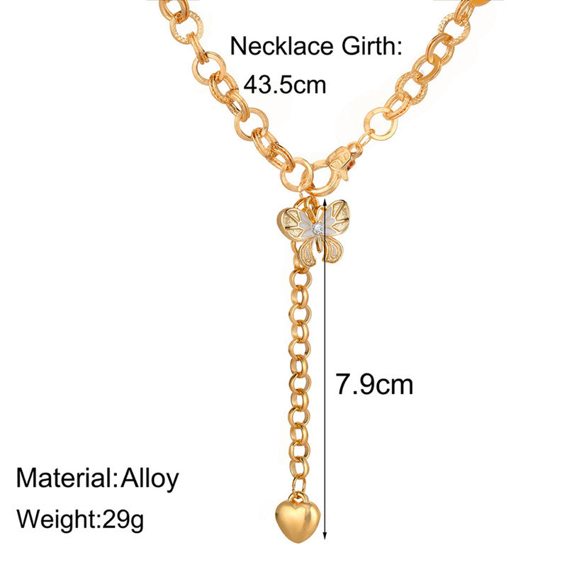 Stunning Butterfly Heart Gold Plated Necklace For Women - MySmartBazaar