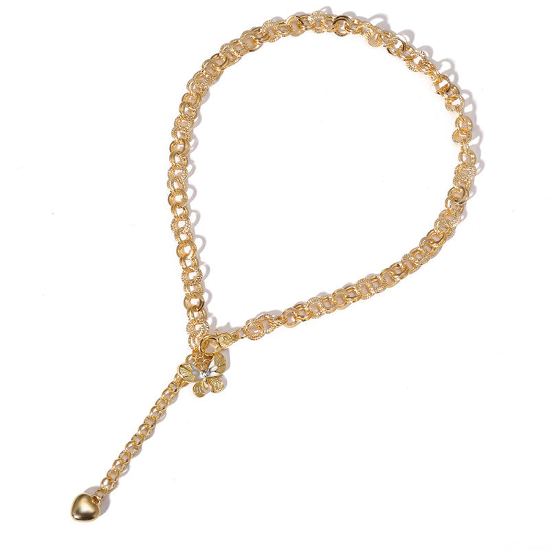 Stunning Butterfly Heart Gold Plated Necklace For Women - MySmartBazaar