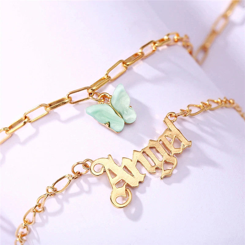 Swanky Butterfly Angel Gold Plated Multi Strand Necklace For Women - MySmartBazaar