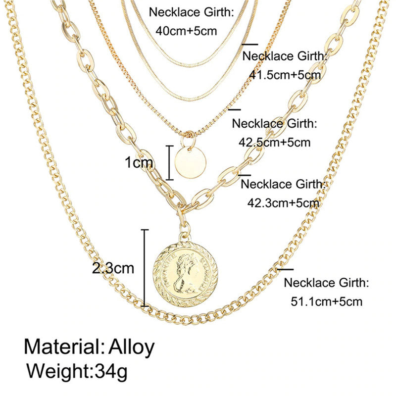 Gold-Toned Gold Plated Layered Necklace For Women - MySmartBazaar