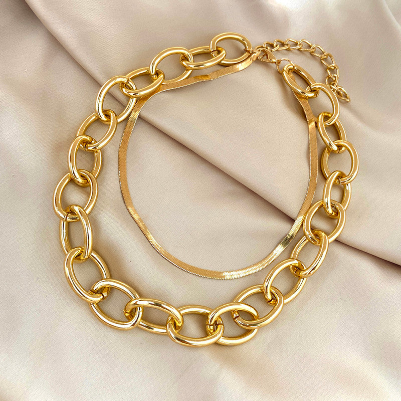 Gold-Toned Gold Plated Layered Necklace For Women - MySmartBazaar