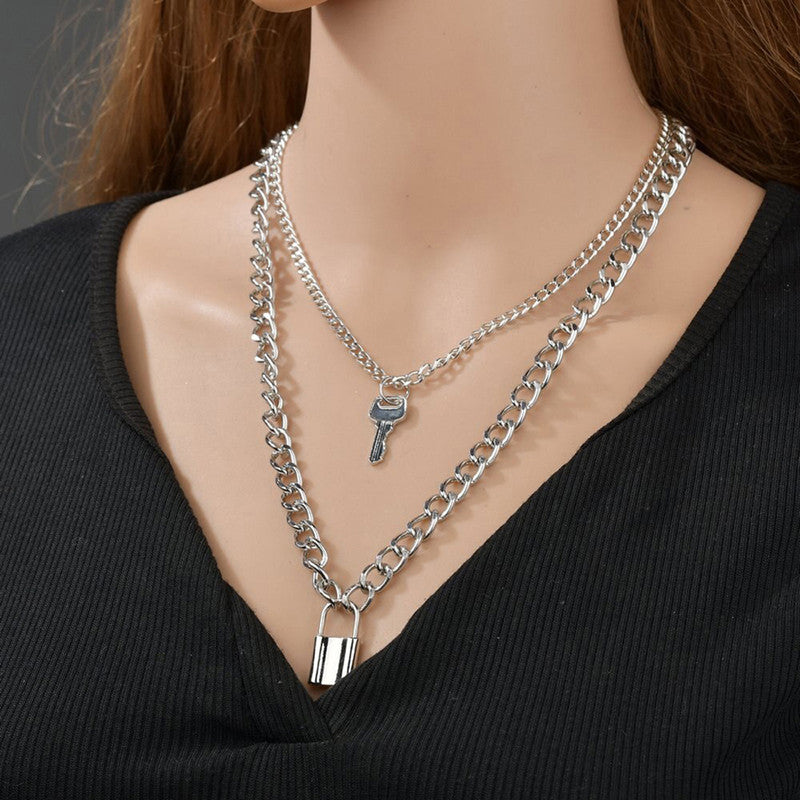 Stunning Gold Plated Lock Key Design Necklace for Women - MySmartBazaar