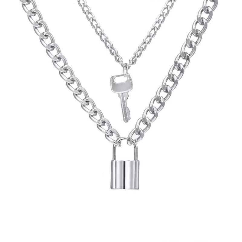 Stunning Gold Plated Lock Key Design Necklace for Women - MySmartBazaar