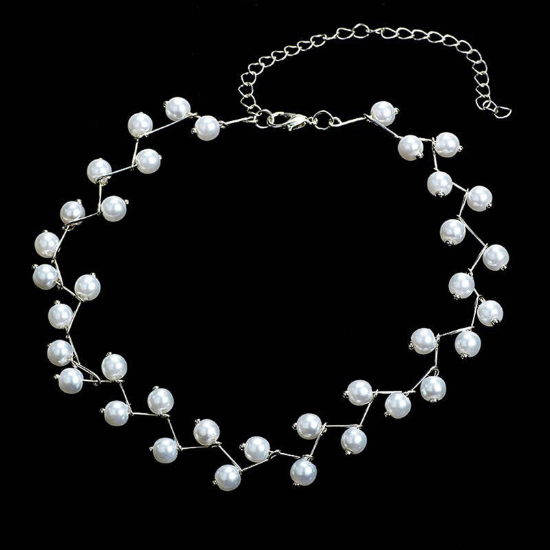 Pearl Studded Single Layer Silver Plated Necklace Jewellery For Women - MySmartBazaar
