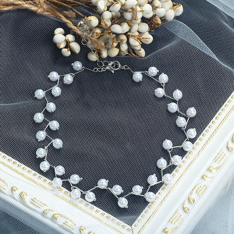 Pearl Studded Single Layer Silver Plated Necklace Jewellery For Women - MySmartBazaar