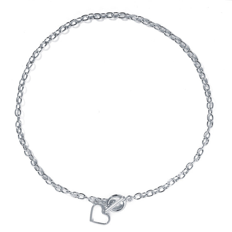 Heart Silver Plated Single Chain Necklace Jewellery For Women - MySmartBazaar