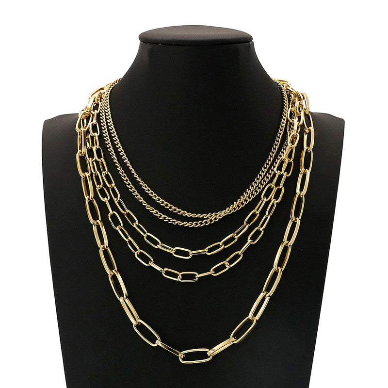 Delicate Gold Plated Multi Layered Necklace Jewellery - MySmartBazaar