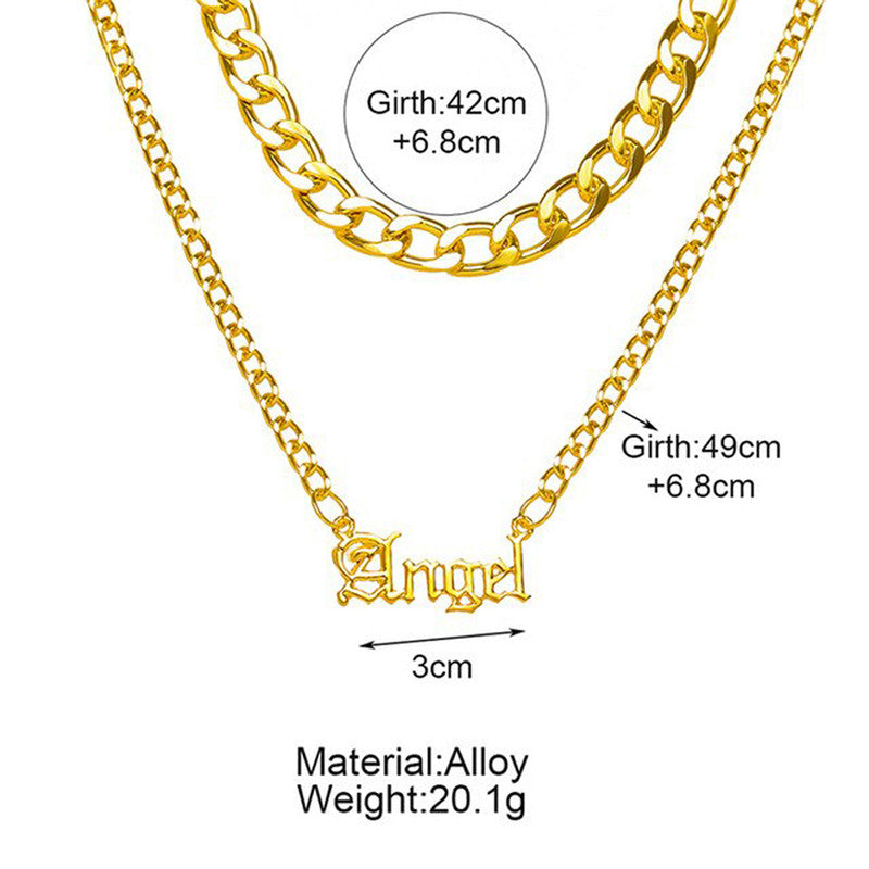 Angel Text Gold Plated Multi Strand Necklace For Women - MySmartBazaar
