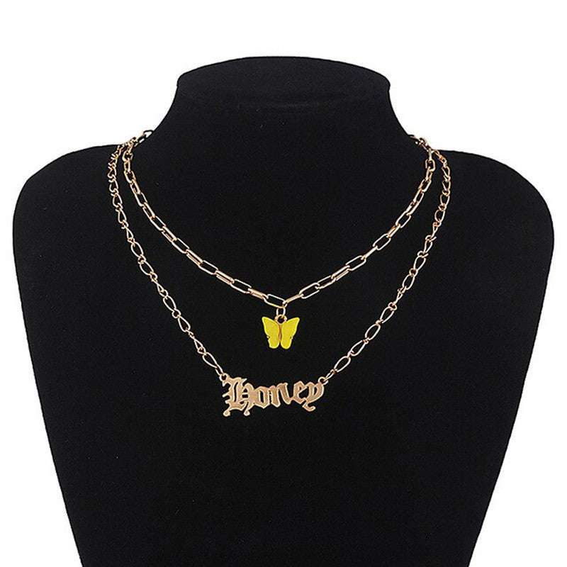 Butterfly inspired Angel Gold Plated Multi Strand Necklace For Women - MySmartBazaar
