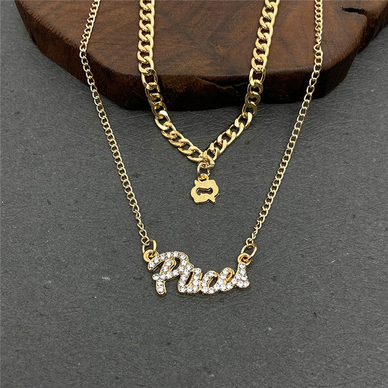 Gold Plated American Diamond Studded Layered Necklace For Women - MySmartBazaar