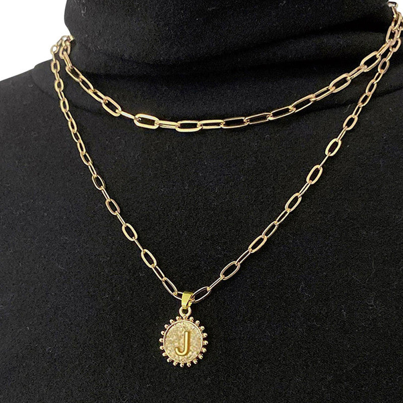 Gold Plated Alphabetical A Layered Necklace For Women - MySmartBazaar