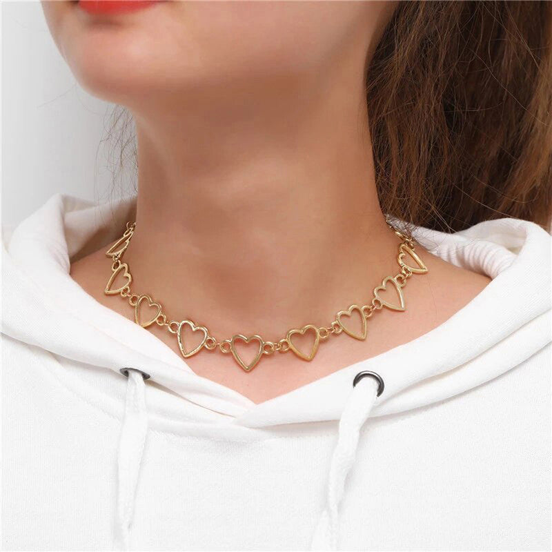 Gold Plated Hearts inspired Classical Choker Necklace For Women - MySmartBazaar