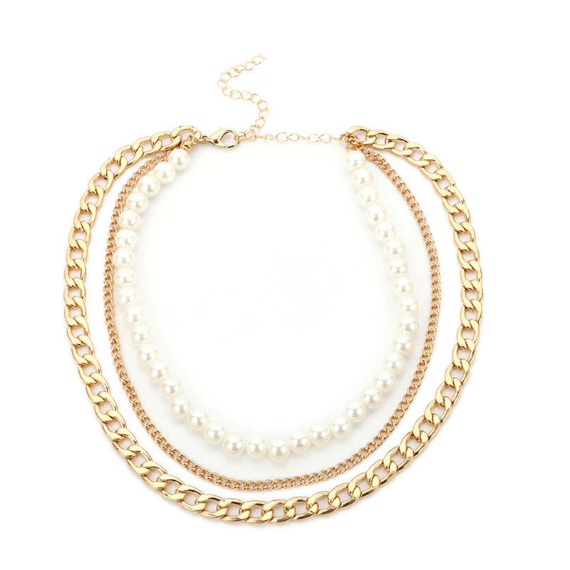 Gold Plated Baroque Pearls Multi Layered Choker Necklace For Women - MySmartBazaar