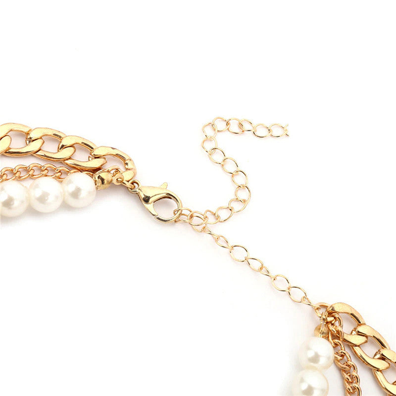 Gold Plated Baroque Pearls Multi Layered Choker Necklace For Women - MySmartBazaar