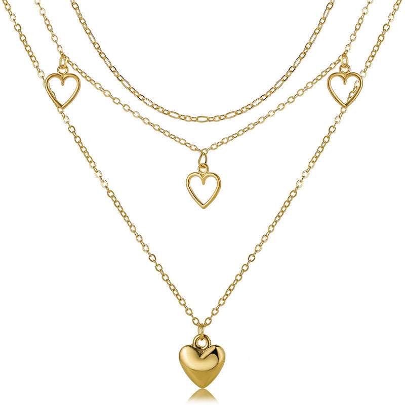 Gold Plated Hearts inspired Layered Necklace For Women - MySmartBazaar