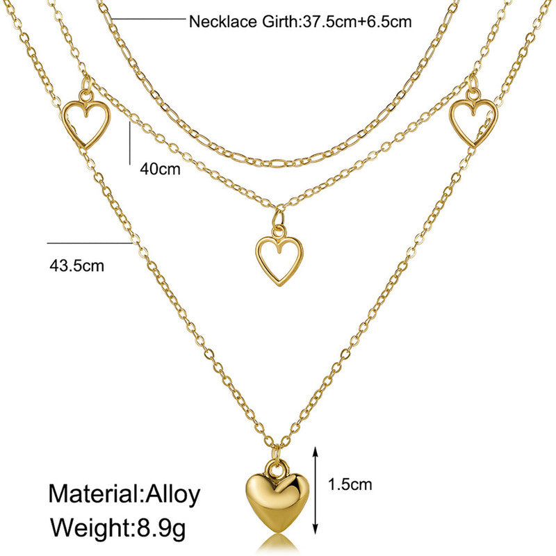 Gold Plated Hearts inspired Layered Necklace For Women - MySmartBazaar