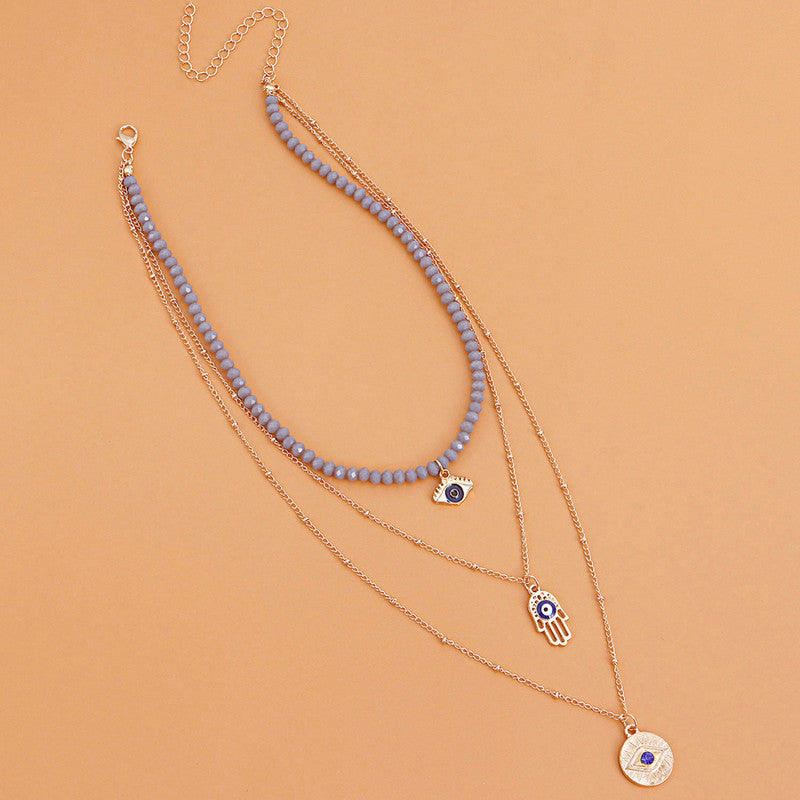 Gold Plated Gold-Toned Evil Eye and Buddha Hand Layered Necklace For Women - MySmartBazaar