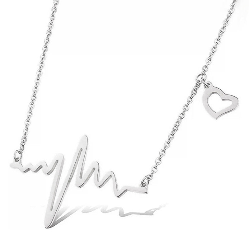 Silver Plated Heartbeat inspired Necklace For Women - MySmartBazaar