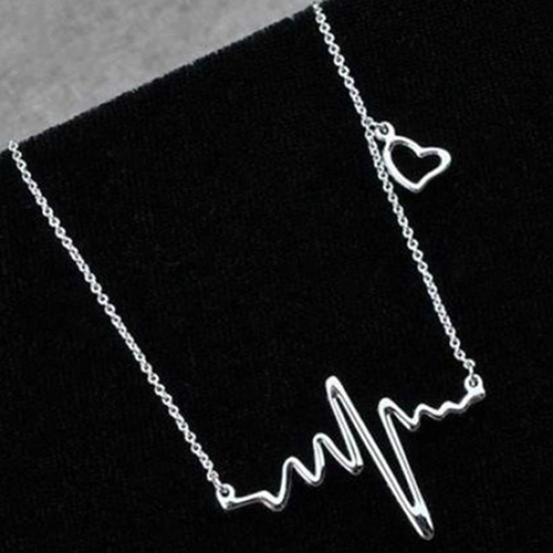 Silver Plated Heartbeat inspired Necklace For Women - MySmartBazaar
