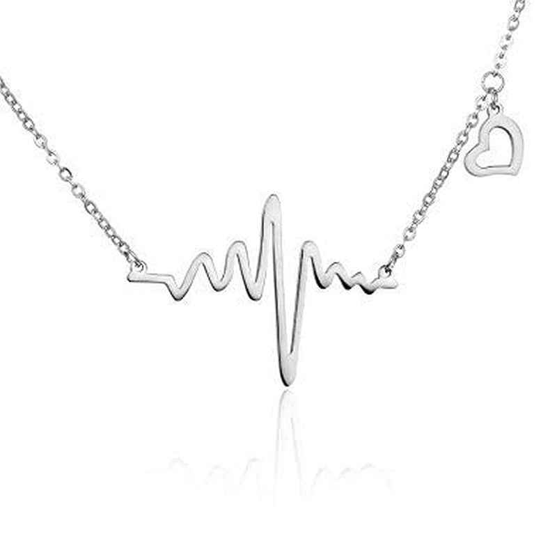 Silver Plated Heartbeat inspired Necklace For Women - MySmartBazaar