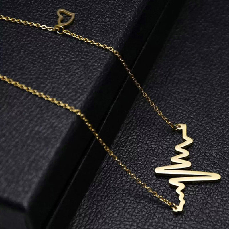 Gold Plated Heartbeat inspired Necklace For Women - MySmartBazaar