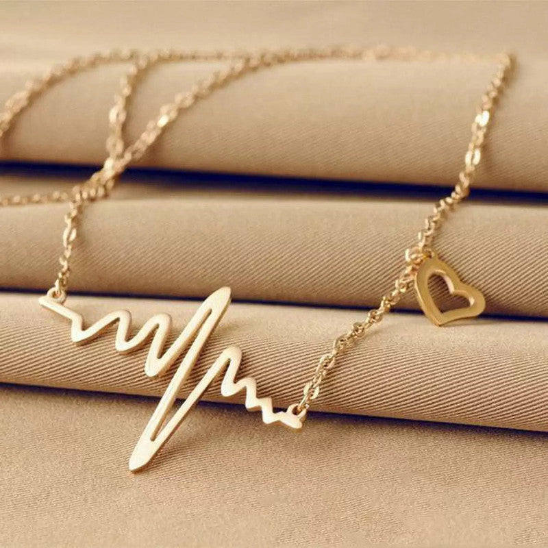 Gold Plated Heartbeat inspired Necklace For Women - MySmartBazaar
