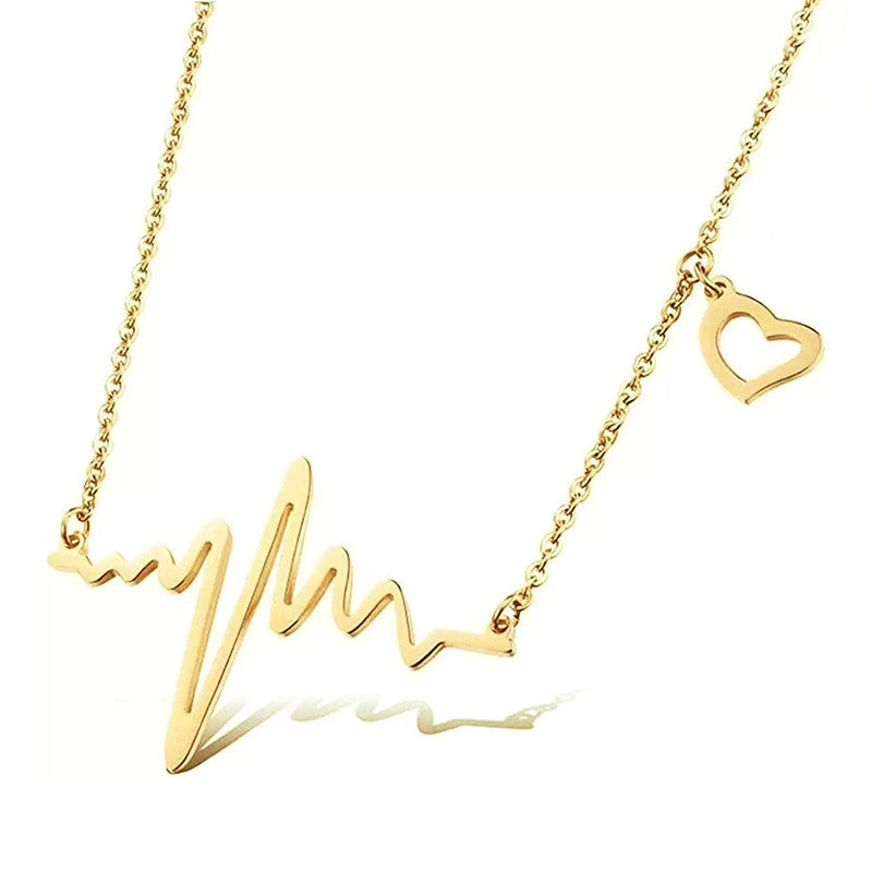 Gold Plated Heartbeat inspired Necklace For Women - MySmartBazaar