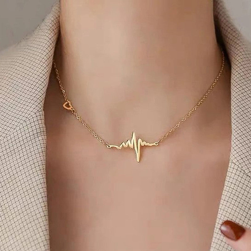Gold Plated Heartbeat inspired Necklace For Women - MySmartBazaar