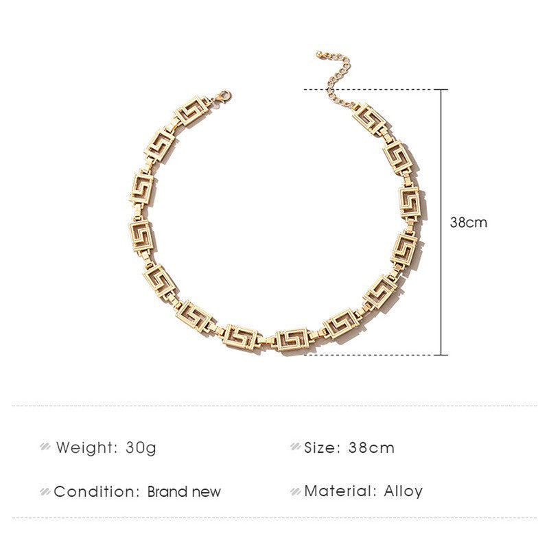 Gold Plated Gold Toned Geometric Choker Necklace For Women - MySmartBazaar