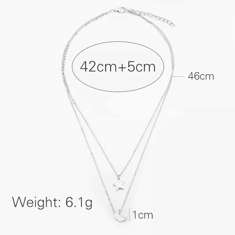 Silver Plated Moon-Star Necklace For Women - MySmartBazaar