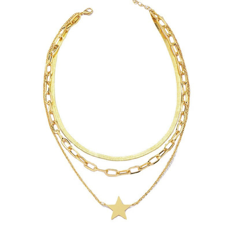 Gold-Plated Star Inspired Multi Layered Necklace For Women - MySmartBazaar