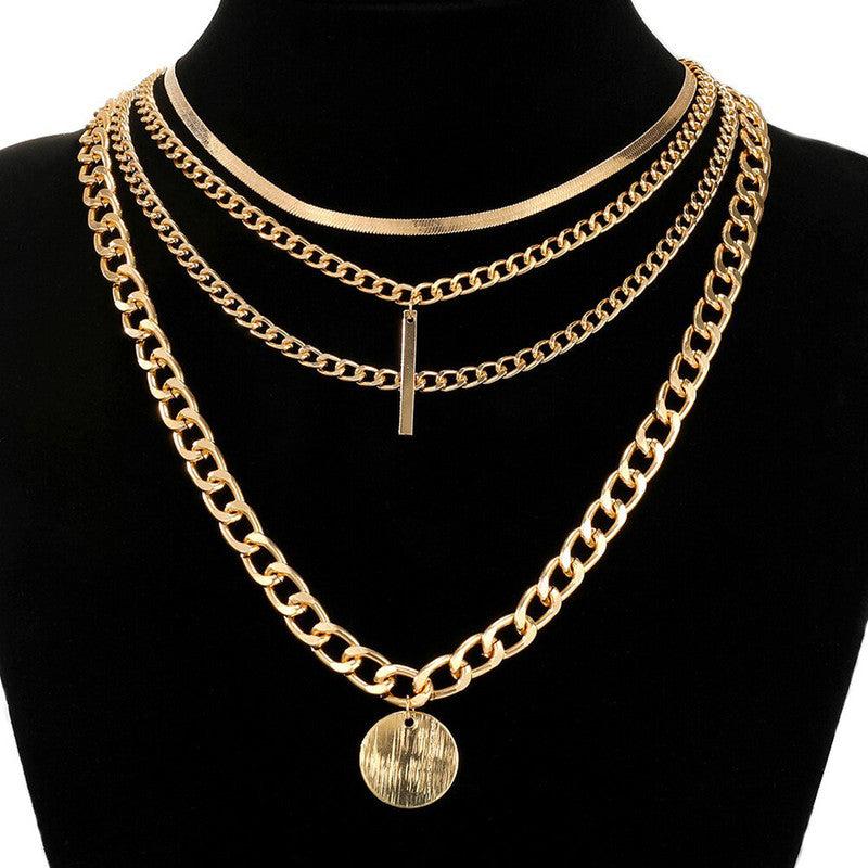 Gold Plated Coin inspired Contemporary Layered Necklace For Women - MySmartBazaar
