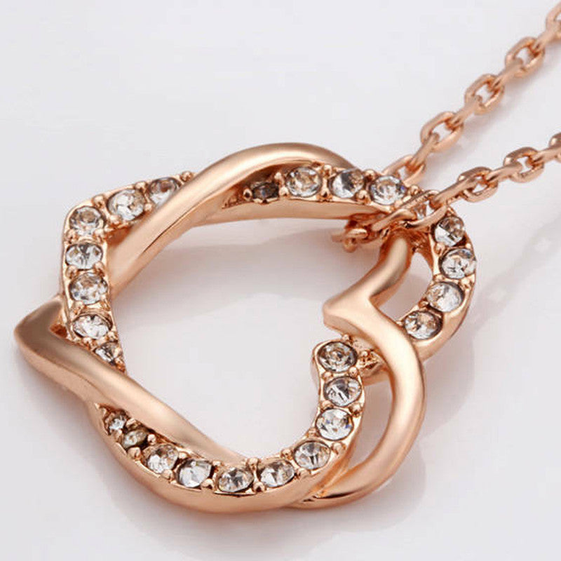 Rose Gold Plated Heart Themed AD studded Pendant